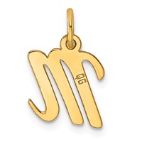 14K Yellow Gold Small Script Letter M Initial Charm view 3