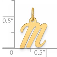 14K Yellow Gold Small Script Letter M Initial Charm view 4