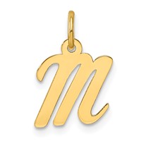 14K Yellow Gold Small Script Letter M Initial Charm view 1