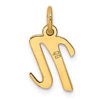 14K Yellow Gold Small Script Letter N Initial Charm view 3