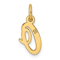 14K Yellow Gold Small Script Letter O Initial Charm view 3