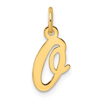 14K Yellow Gold Small Script Letter O Initial Charm view 1