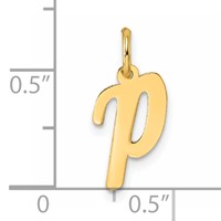 14K Yellow Gold Small Script Letter P Initial Charm view 4