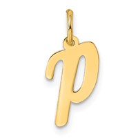 14K Yellow Gold Small Script Letter P Initial Charm view 1