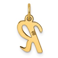 14K Yellow Gold Small Script Letter R Initial Charm view 3
