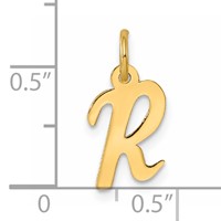 14K Yellow Gold Small Script Letter R Initial Charm view 4