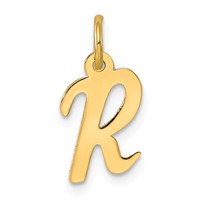14K Yellow Gold Small Script Letter R Initial Charm view 1