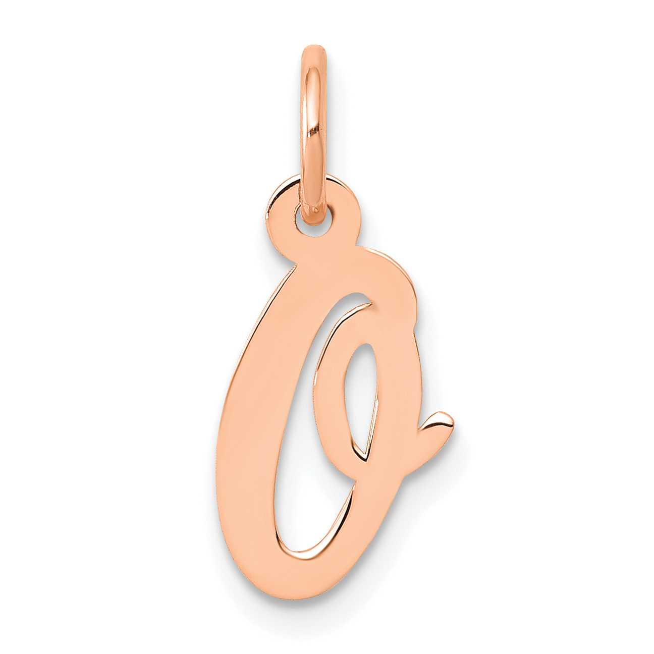 14k Rose Gold Small Script Letter O Initial Charm (YC658RO)