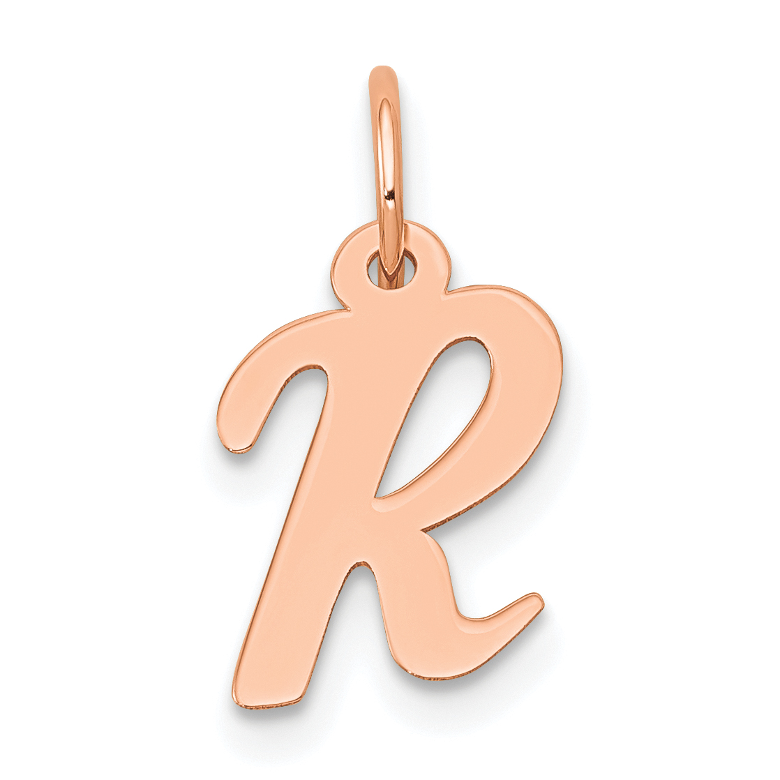 14k Rose Gold Small Script Letter R Initial Charm (YC658RR)