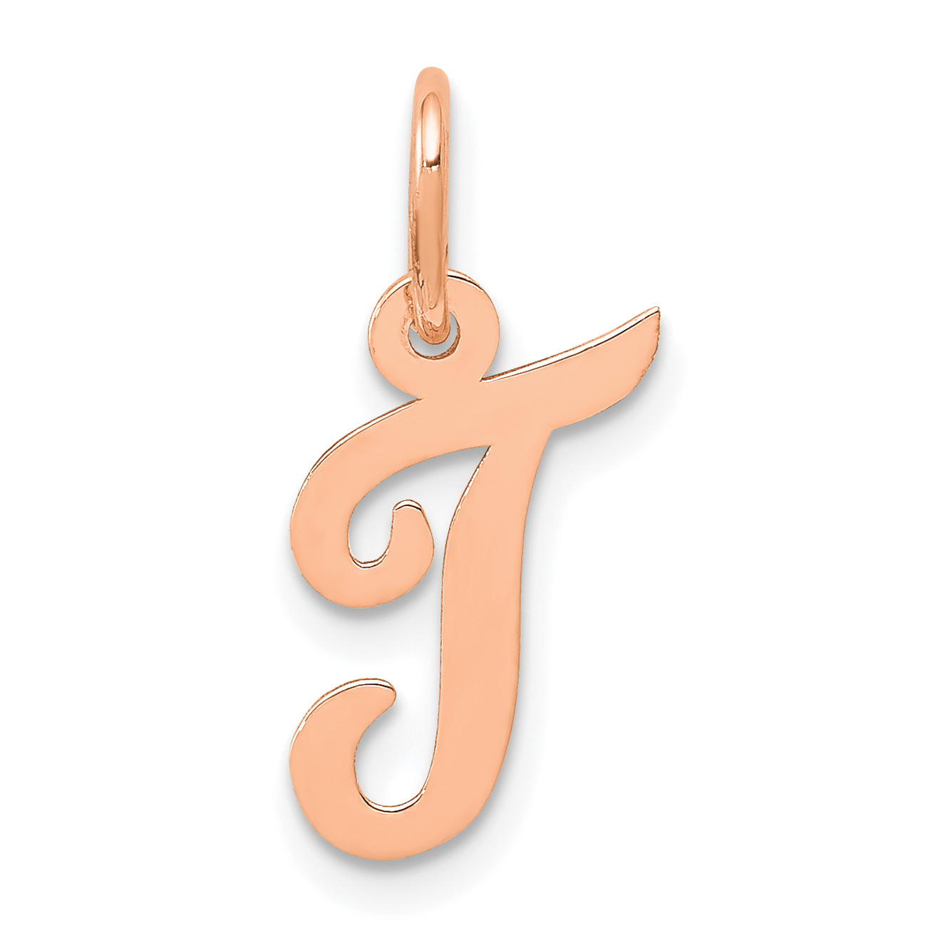 14k Rose Gold Small Script Letter T Initial Charm (YC658RT)