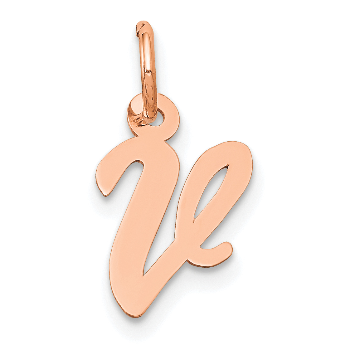 14k Rose Gold Small Script Letter V Initial Charm (YC658RV)