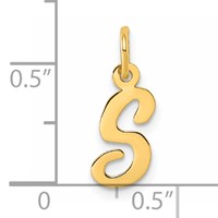 14K Yellow Gold Small Script Letter S Initial Charm view 4