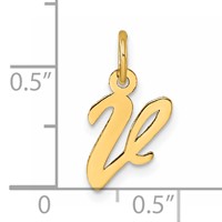 14K Yellow Gold Small Script Letter V Initial Charm view 4