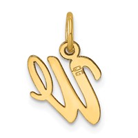 14K Yellow Gold Small Script Letter W Initial Charm view 3