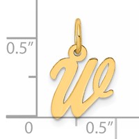 14K Yellow Gold Small Script Letter W Initial Charm view 4