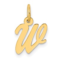 14K Yellow Gold Small Script Letter W Initial Charm view 1