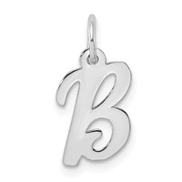 14K White Gold Small Script Letter B Initial Charm view 1