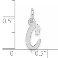 14K White Gold Small Script Letter C Initial Charm view 4