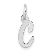 14K White Gold Small Script Letter C Initial Charm view 1