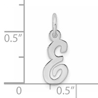 14K White Gold Small Script Letter E Initial Charm view 3