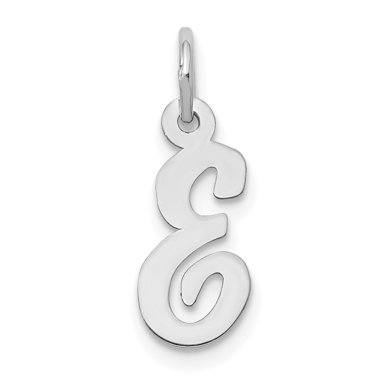 14k White Gold Small Script Letter E Initial Charm (YC659E)