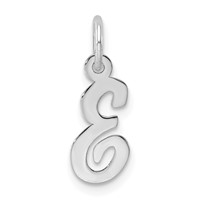 14K White Gold Small Script Letter E Initial Charm view 1