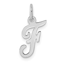 14K White Gold Small Script Letter F Initial Charm view 1