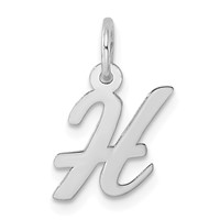14K White Gold Small Script Letter H Initial Charm view 1