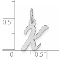 14K White Gold Small Script Letter K Initial Charm view 3