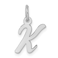 14K White Gold Small Script Letter K Initial Charm view 1