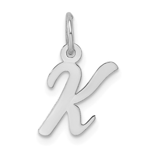 14K White Gold Small Script Letter K Initial Charm