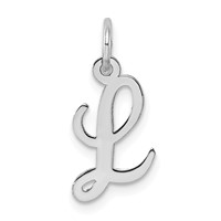 14K White Gold Small Script Letter L Initial Charm view 1