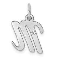 14K White Gold Small Script Letter M Initial Charm view 4