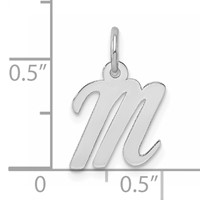 14K White Gold Small Script Letter M Initial Charm view 3
