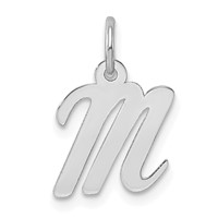 14K White Gold Small Script Letter M Initial Charm view 1