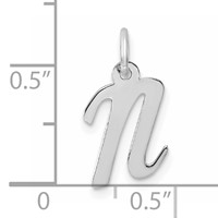 14K White Gold Small Script Letter N Initial Charm view 3