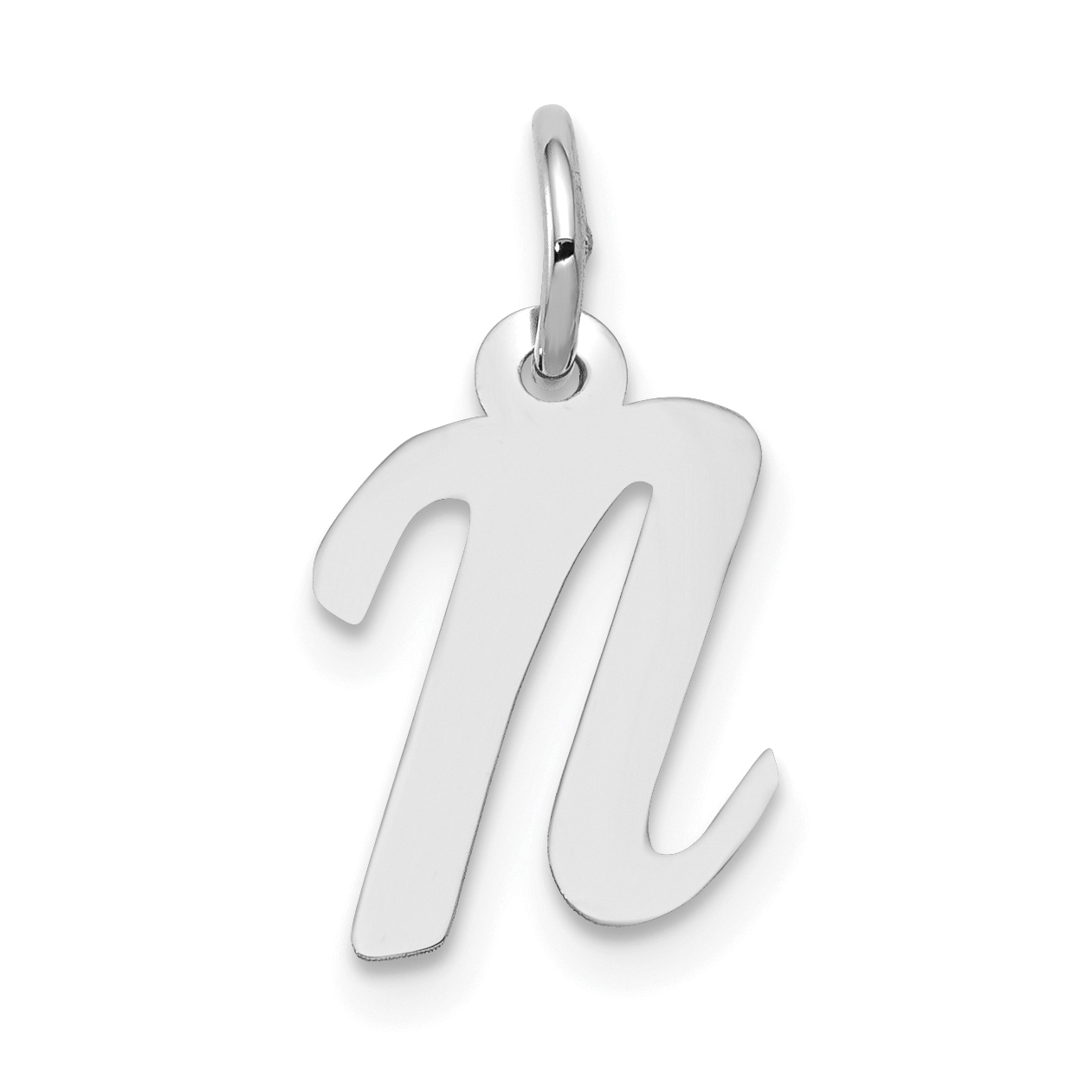 14k White Gold Small Script Letter N Initial Charm (YC659N)