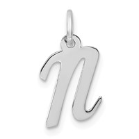 14K White Gold Small Script Letter N Initial Charm view 1