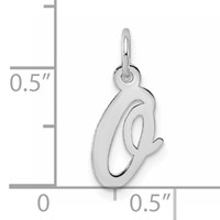14K White Gold Small Script Letter O Initial Charm view 3