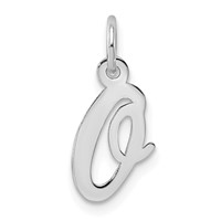 14K White Gold Small Script Letter O Initial Charm view 1