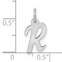 14K White Gold Small Script Letter R Initial Charm view 3