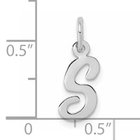 14K White Gold Small Script Letter S Initial Charm view 3