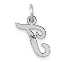 14K White Gold Small Script Letter T Initial Charm view 4