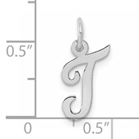 14K White Gold Small Script Letter T Initial Charm view 3