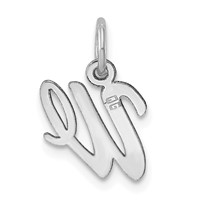 14K White Gold Small Script Letter W Initial Charm view 4