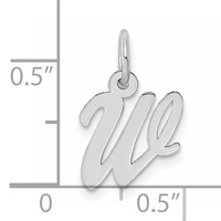 14K White Gold Small Script Letter W Initial Charm view 3
