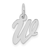 14K White Gold Small Script Letter W Initial Charm view 1