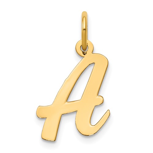 14K Yellow Gold Medium Script Letter a Initial Charm