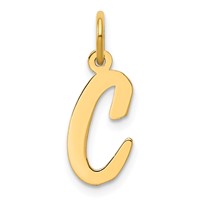 14K Yellow Gold Medium Script Letter C Initial Charm view 1