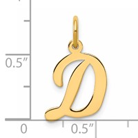 14K Yellow Gold Medium Script Letter D Initial Charm view 4